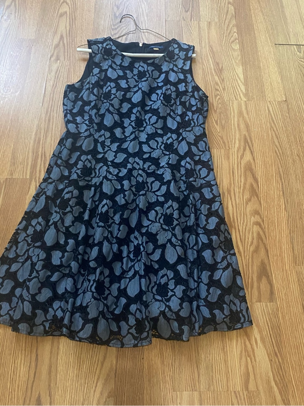 Tommy Hilfiger Black and Gray Floral Fit-and-Flare Dress